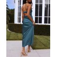 thumbnail image 4 of Vestido largo Realtix de seda satinada sin espalda para mujer, 4 of 4