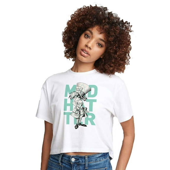 Alice In Wonderland - Mad Hatter - Juniors Cropped Cotton Blend T-Shirt