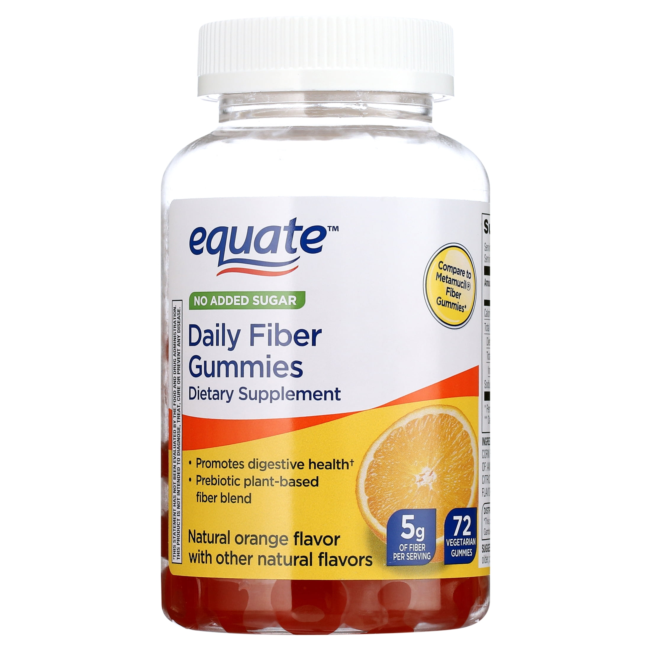 Equate Daily Fiber Supplement Gummies, 5 mg, 72 Count