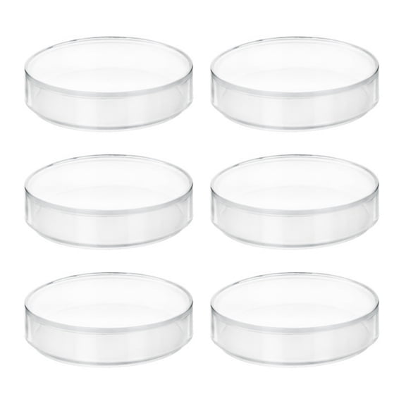 6PK Plastic Petri Dishes with Lids - 6" Diameter, 0.75" Depth - Molded in Polypropylene - Reusable - Translucent - Eisco Labs
