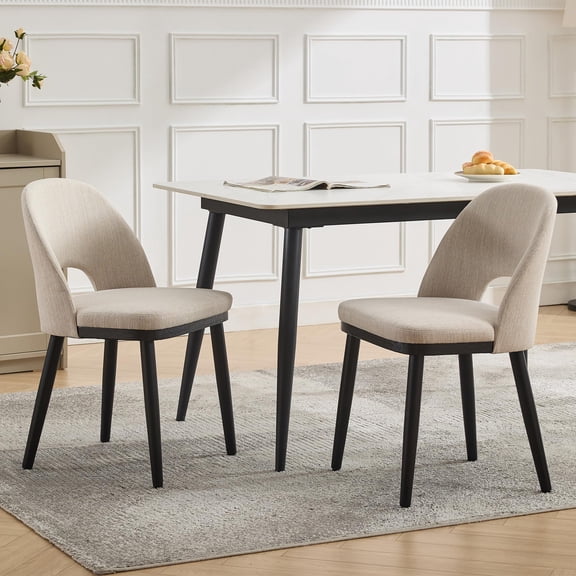 TEQIN Mid-Century Modern Dining Chair,Kitchen & Dining Room Chairs With Curved Upholstered Back , Armless Kitchen Side Chairs For Home Cafes/Compact Dinettes,2pcs