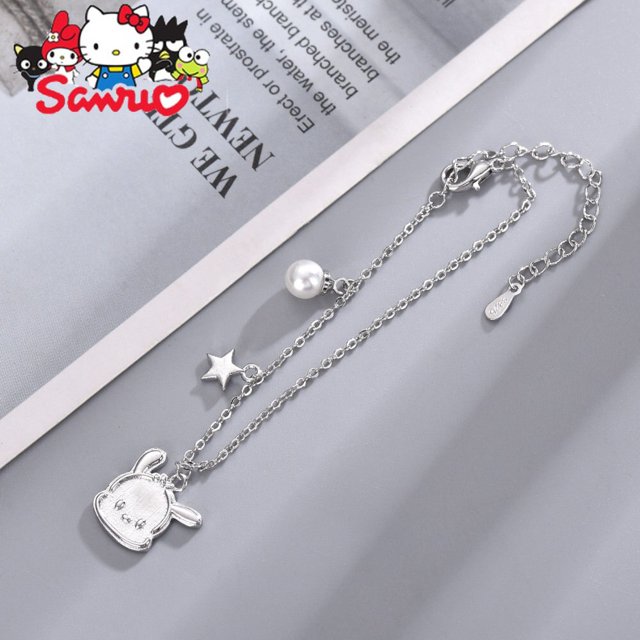 Sanrio Pochacco chapado en oro lindo perla estrella pulsera colegiala novia regalo Super dulce chica clavícula cadena joyería xuanjing unisex