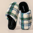thumbnail image 4 of Viluyesy Womens and Mens Fuzzy Slippers, Closed Toe Cozy Soft Retro Checkered Slip-On Bedroom Indoor Slippers Green, 4 of 8