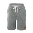 thumbnail image 4 of XIAONU Men's Waffle Knit Lounge Shorts Drawstring High Waist Knee-Length Shorts Soft Casual Daily Wear Shorts, 4 of 5