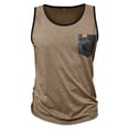 thumbnail image 7 of Domuza Men's Sports Tank Tops Athletic Gym Bodybuilding Fitness Sleeveless Shirts with Pocket for Beach Running Workout Khaki XL, 7 of 7