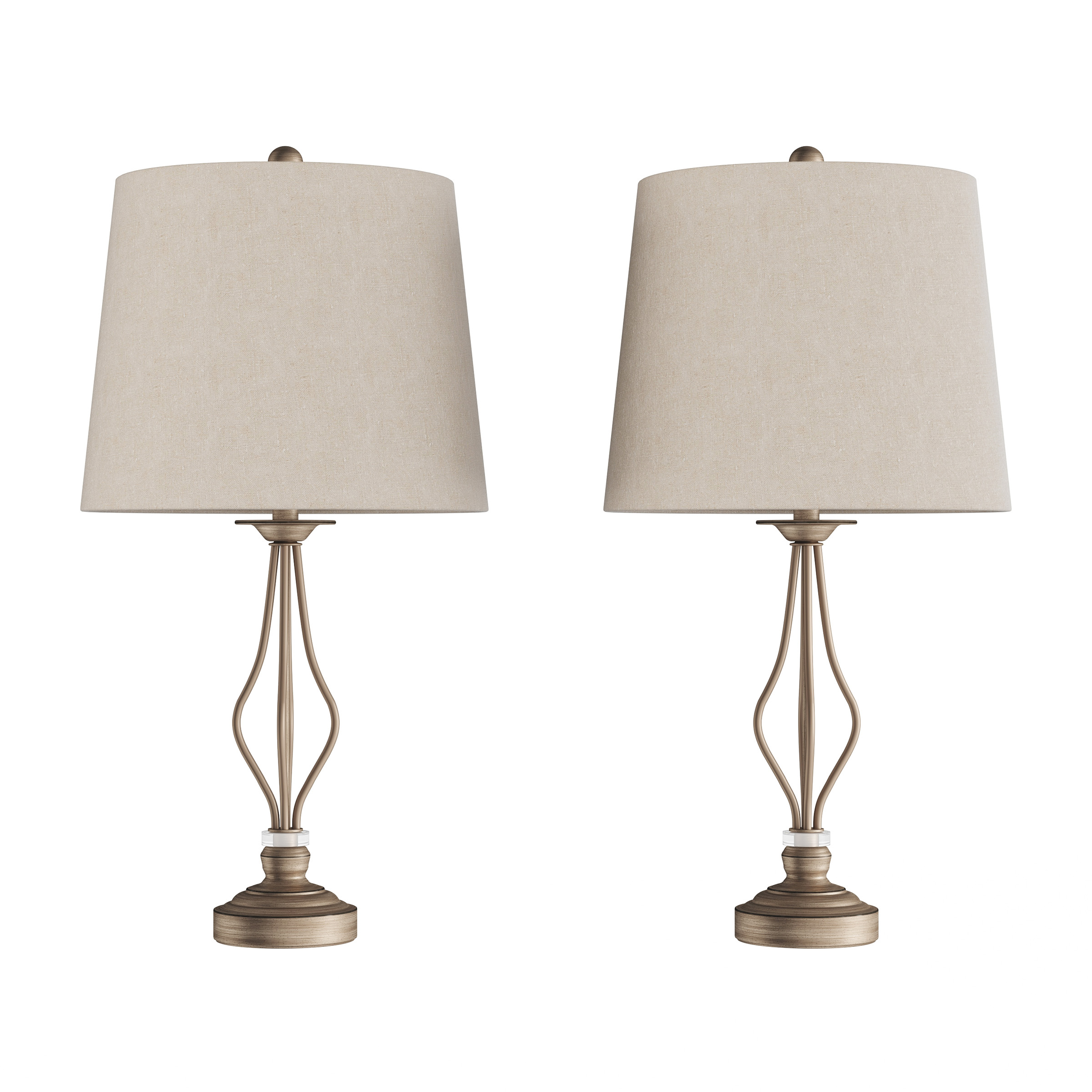 Lavish Home Table Lamps Matching Curved Openwork Steel Modern Lighting Set of 2