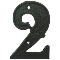 Lulu Decor, Cast Iron House Number 2 Vintage Black Finish with Fleur De Lis (# 2)