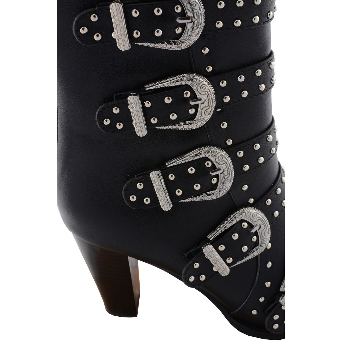 Milwaukee Performance Ladies Buckle-Up Black Boot W/ Studded Bling **MBL9428 Milwaukee Performance Ladies Buckle-Up Black Boot W/ Studded Bling **MBL9428