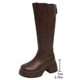 thumbnail image 4 of E-856 Brown Round Toe Knee High Boots For Women On Thick Sole Comfortable Long Boots, 4 of 9