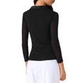 thumbnail image 3 of BLUSA DE MANGA LARGA TRANSPARENTE CON CUELLO EN V PARA MUJERES CHIC INSPIRADA, CAMISAS CASUAL, TALLA M NEGRO, 3 of 6