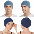 thumbnail image 3 of EINSKEY Cotton Skull Cap 4pcs Thin Cancer Chemo Hat Beanies for Men Women 2 Blue,Black,Grey, 3 of 8