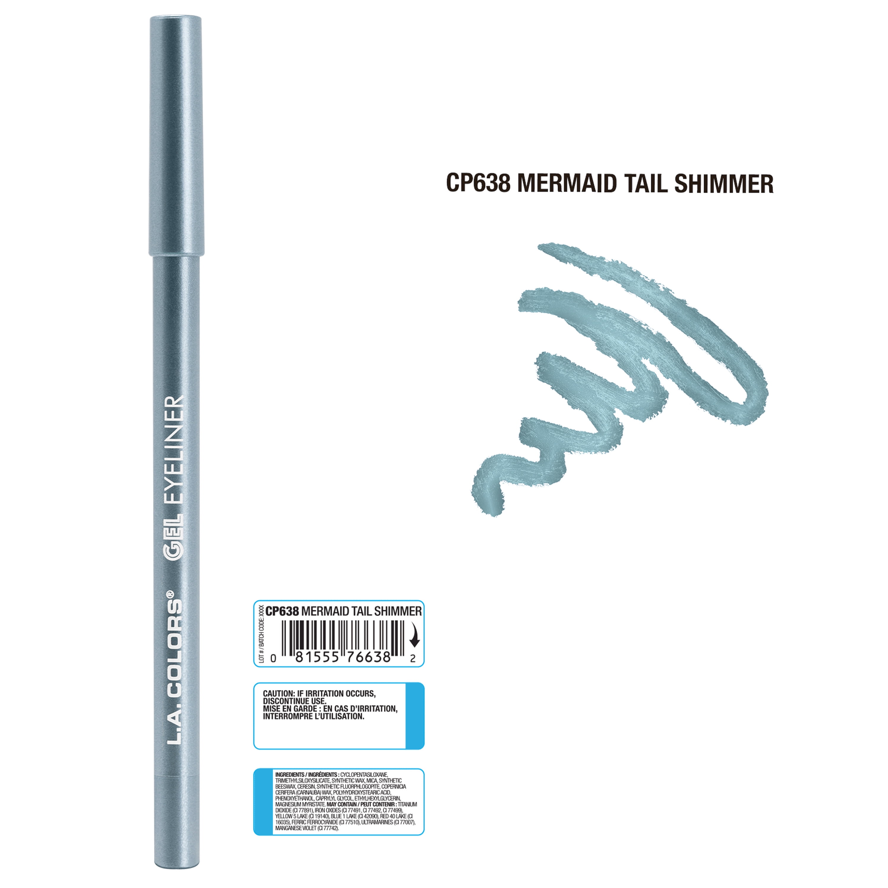 L.A. COLORS Smudge & Transfer proof Smooth Glide-on Gel Eyeliner Mermaid Tail Shimmer, Blue