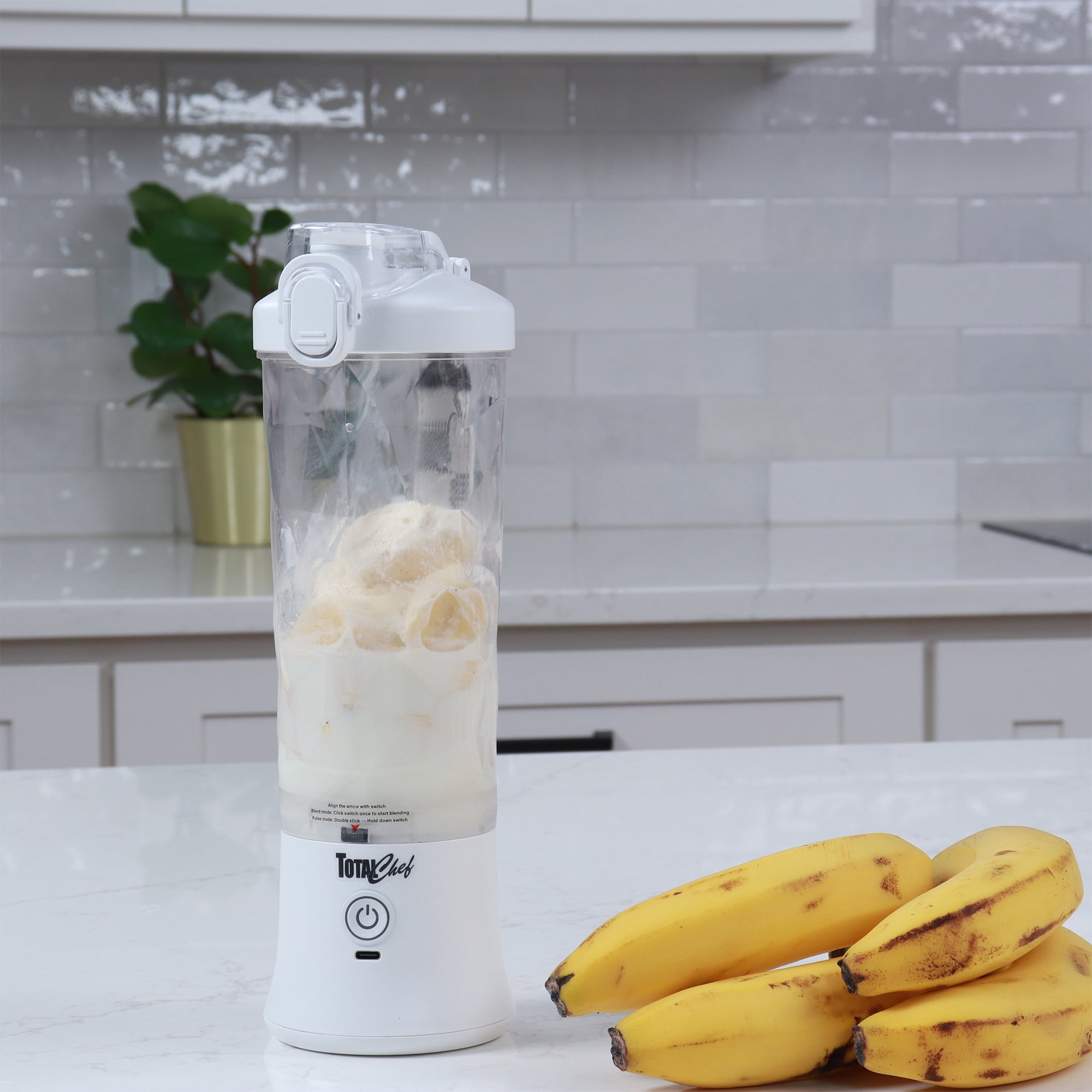 Total Chef Portable Blender 20 oz (600 mL), USB Rechargeable, White