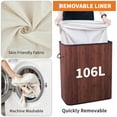 thumbnail image 3 of EcoSummer Bamboo Laundry Hamper 106L Large with Removable 4-Section Liner, Foldable Storage Basket with Lid and Handles for Bedroom, Laundry Room, Small Spaces – Brown, 3 of 8