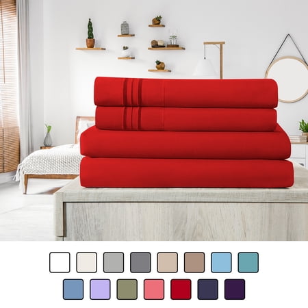 Elif California King Size Bed Sheets Set - Ultrasoft Brushed Microfiber - Wrinkle Free Deep Pocket Machine Washable Hypoallergenic Fade Resistant Bedding Sheet Set (California King Red)