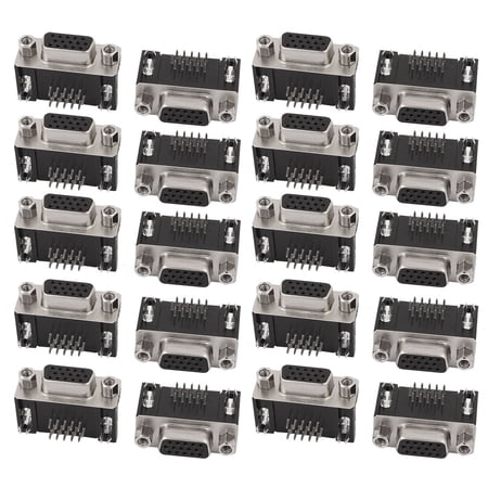 20Pcs DB 15 Pin 3 Row Female D-SUB VGA Connector PCB Mounting Right Angle price history on PriceWatchPro