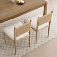 thumbnail image 6 of Dayalane Mid Century Modern Dining Chairs Set of 2,Linen Upholstered Kitchen Chairs with Woven Back,Farmhouse Wooden Armless Chairs for Dining Room, Kitchen, Restaurant, Hotel,Natural, 6 of 9