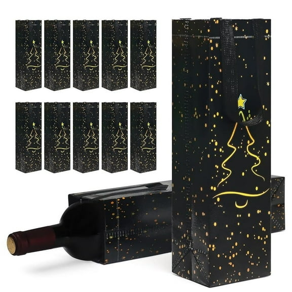 10pcs Merry Christmas Wine Bags, Bottle Gift Bags Champagne Pouch, Non Woven Wine Packaging for Christmas Party