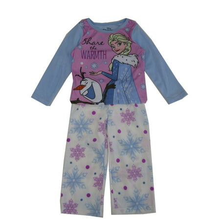 Disney Little Girls Blue White Frozen Elsa Olaf Print 2 Pc Pajamas Set