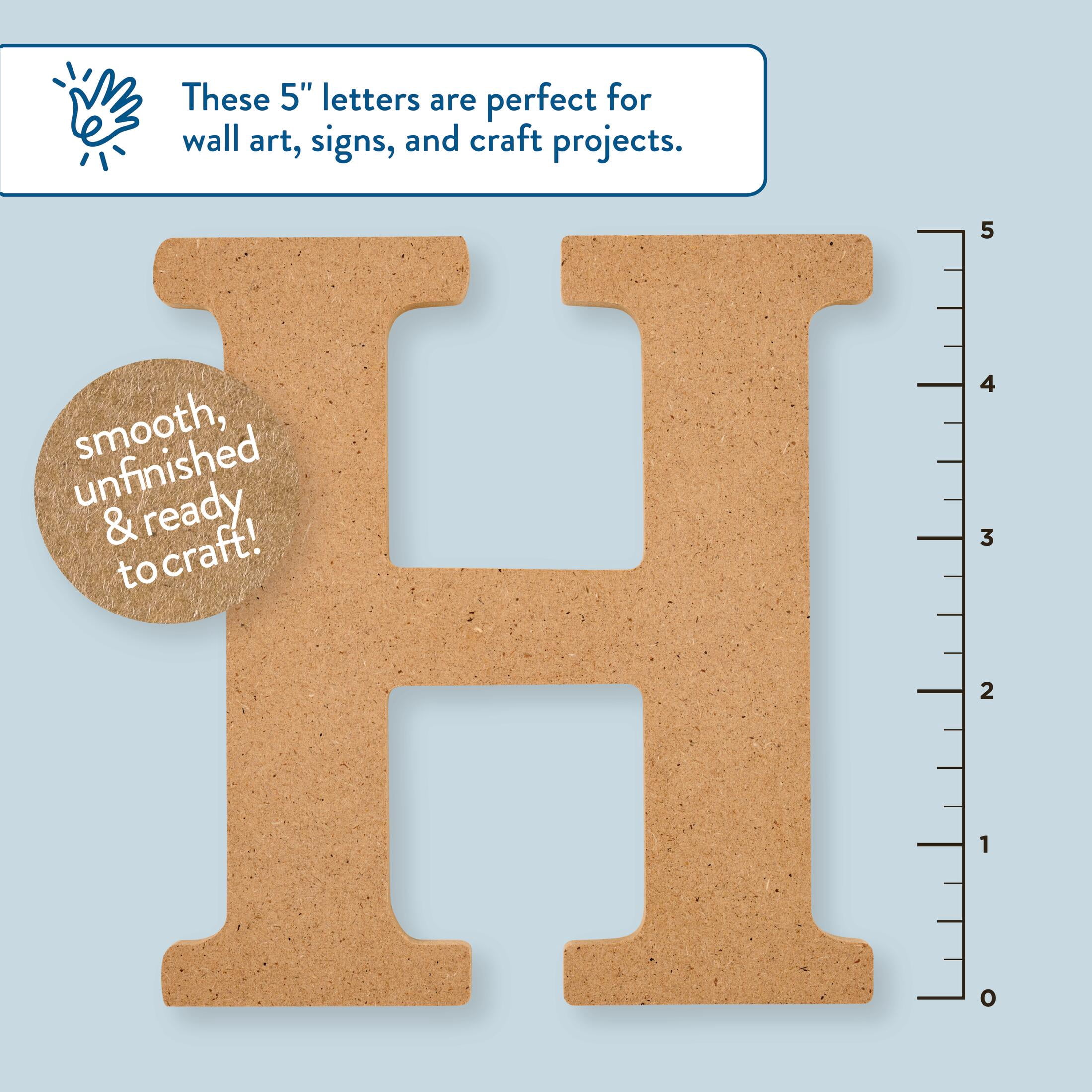 Hello Hobby Unfinished Wood MDF Letter H, 5 in