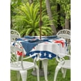 thumbnail image 3 of Outdoor Tablecloth with Umbrella Hole for Patio/Picnic/Party/Camping, Red Blue Star 4th of July Waterproof Table Cloth Round Cover Washable, Independence Day Firework (Dia 54"), 3 of 9
