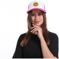 thumbnail image 5 of Sombrero de camionero con parte trasera de malla de espuma de corona alta de neón con estampado de lentejuelas y cara sonriente a la moda, para hombres y mujeres Sincero Electrónica, 5 of 5