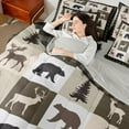 thumbnail image 4 of Feelyou Farmhouse Lodge Cabin Twin Bedding Sets 7-Piece, Jungle Bear Deer Animal Bedding Comforter Set, Western Countryside Reversible Sheet Sets, Wheat Brown Lightweight Room Decor, 4 of 7