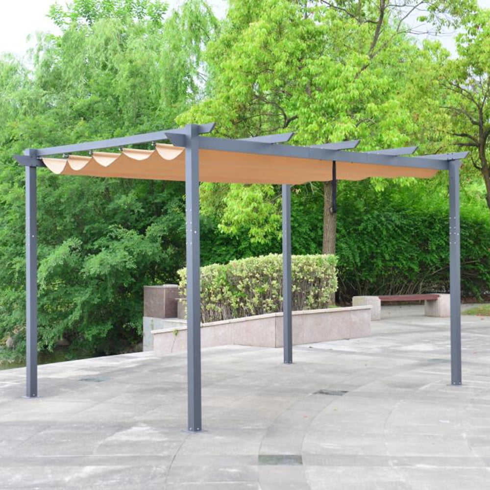ALEKO PERGSAND10X13 Aluminum Outdoor Retractable Canopy Pergola 13 x