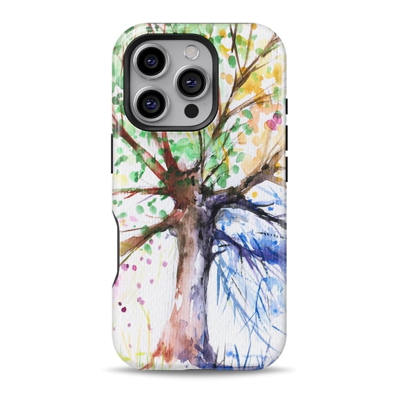 DesignSkinz Scratch-Resistant Hard Slim Case Compatible with iPhone 16 (Compatible with MagSafe) - WaterColor Vivid Tree
