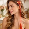 thumbnail image 4 of erdimoy National Flag Color Bow Braided Tassel Hair Clips, Country Thematic Soccer Game Day Cheer Hair Barrette Accessories for Sports Fan Outfit Decor, 4 of 6