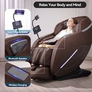2026 4D Massage Chair,Full Body Zero Gravity with SL Track,Heat, AI Control,12 Auto Programs, Brown