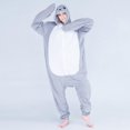 thumbnail image 2 of Penkiiy Funny Animal Onesie Pajamas Unisex Winter Fleece One Piece Teen Cozy Plush Hooded Sleepwear Homewear M Gray, 2 of 8