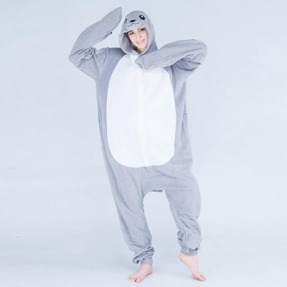 Wancir Winter Cute Pajama Jumpsuits for Women Oversized Adult Hooded Animal Onesie Fleece Cosplay Couple One Piece Outfits