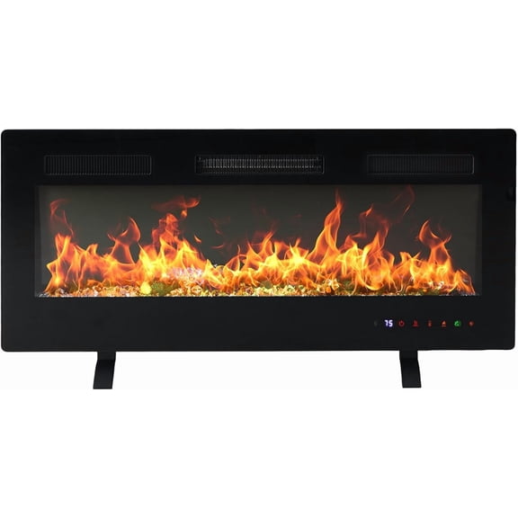 42" Freestanding Electric Fireplace, 1500W/750W Wall Mounted or Recessed Insert Fireplaces Heater with Remote Control,13 Adjustable Flame Color, 12H Timer, Touch Screen, Inky，Fireplace