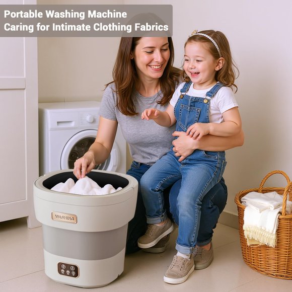 GloryStar Portable Washing Machine, 12l Foldable Mini Washer with with 4 Modes and Spin Basket Deep Cleaning of Underwear Baby Clothes and Small Clothes for Apartments Dorm RV Travel Hotel Laundry