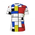 thumbnail image 4 of T Shirt For Men Gym Mondrian Line T-Shirts Trendy Cool Colorful Plaid Summer Tees O Neck Retro Graph, 4 of 7
