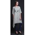 thumbnail image 2 of Bimba Blue Weave Shibori Printed Asymmetrical Kurti Tops For Women Indian Summer Dress Tunic XSmall, 2 of 6