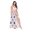 thumbnail image 2 of FORMRS Womens Long Sarong Beach Wrap Semi-Sheer Bikini Skirt Bathing Swimsuit Cover Up, Flowers Geometric Pattern, 2 of 7