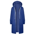 thumbnail image 4 of BUWTTED Womens Hoodies 2025 Zip Up Sweatshirts Oversized Fashion Long Hooded Fall Winter Fleece Jackets with Pockets Dark Blue XXXXL, 4 of 5