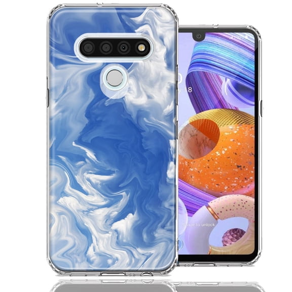 MUNDAZE For LG Stylo 6 Sky Blue Swirl Design Double Layer Phone Case Cover