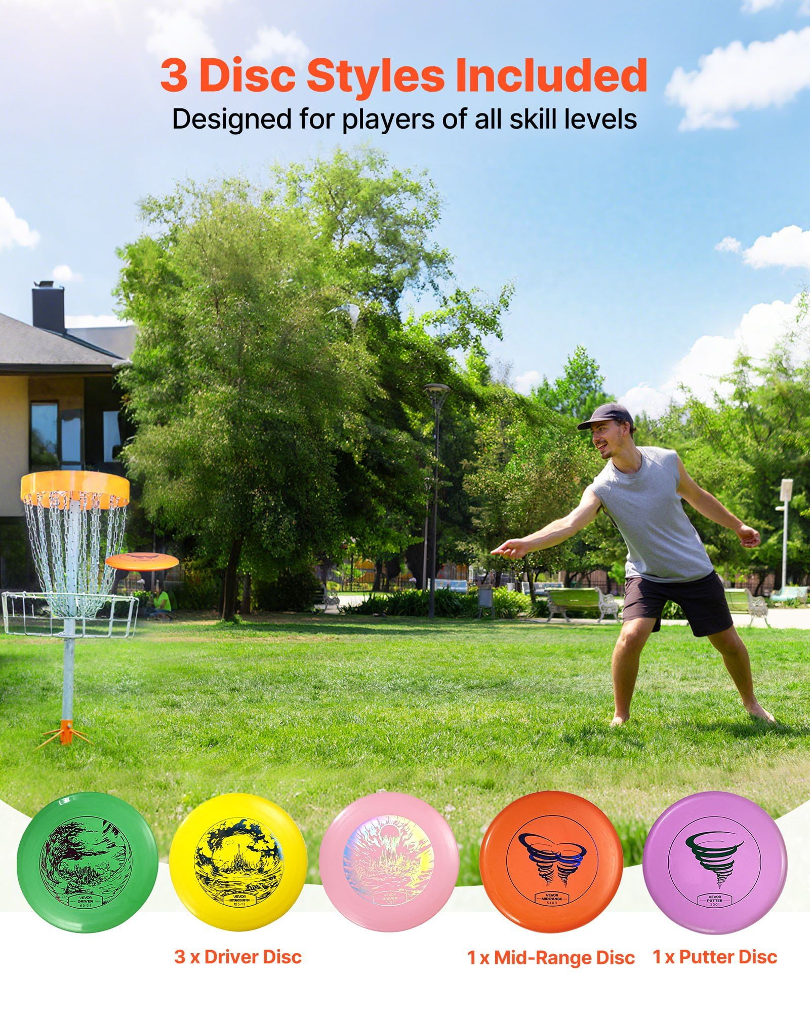 5 PDGA Approved Flying Discs (Putter, Mid-Range, Driver, Marker) for Beginners Outdoor Backyard, Lawn, Beach Games & Full-Body Fitness Training