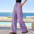 thumbnail image 2 of WENWU Womens Trousers Women Casual Pants Light Purple Baggy Pants Lightweight Pants Women High Waist Pants Women with Pockets Women Summer Pants, 2 of 4