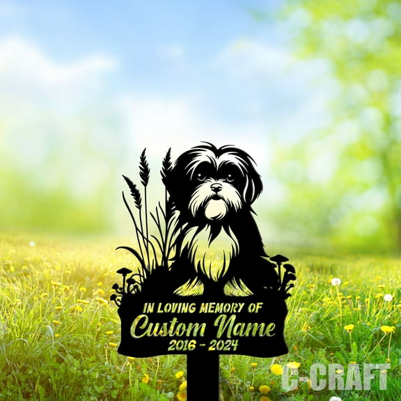 C-CRAFT Custom Shih Tzu Dog Memorial Metal Yard Sign Weather Resistant for Outdoor Garden Decor