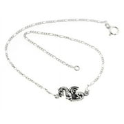 SILVER INSANITY Sterling Silver Medieval Fantasy Dragon Charm 9.5" Figaro Anklet