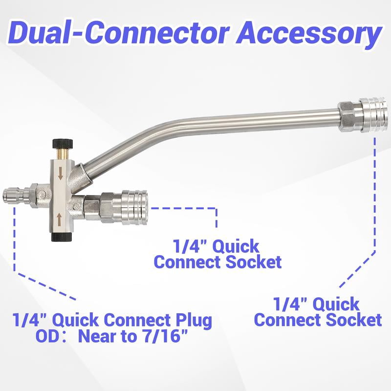 Tool Daily Foam Cannon for Pressure Washer with Double Tip Attachment, Dual Lance Wide Mouth Soap Cannon, 5 Power Washer Sprayer Nozzles, 1/4" Quick Connect, 3600 PSI