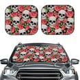 thumbnail image 2 of Goofa Skull and Roses Pattern 2 Piece Car Windshield Sun Shade Foldable | Front Windshield Shade for Sun, Heat and UV Rays | Sunshade for Car Front Window-Small, 2 of 7