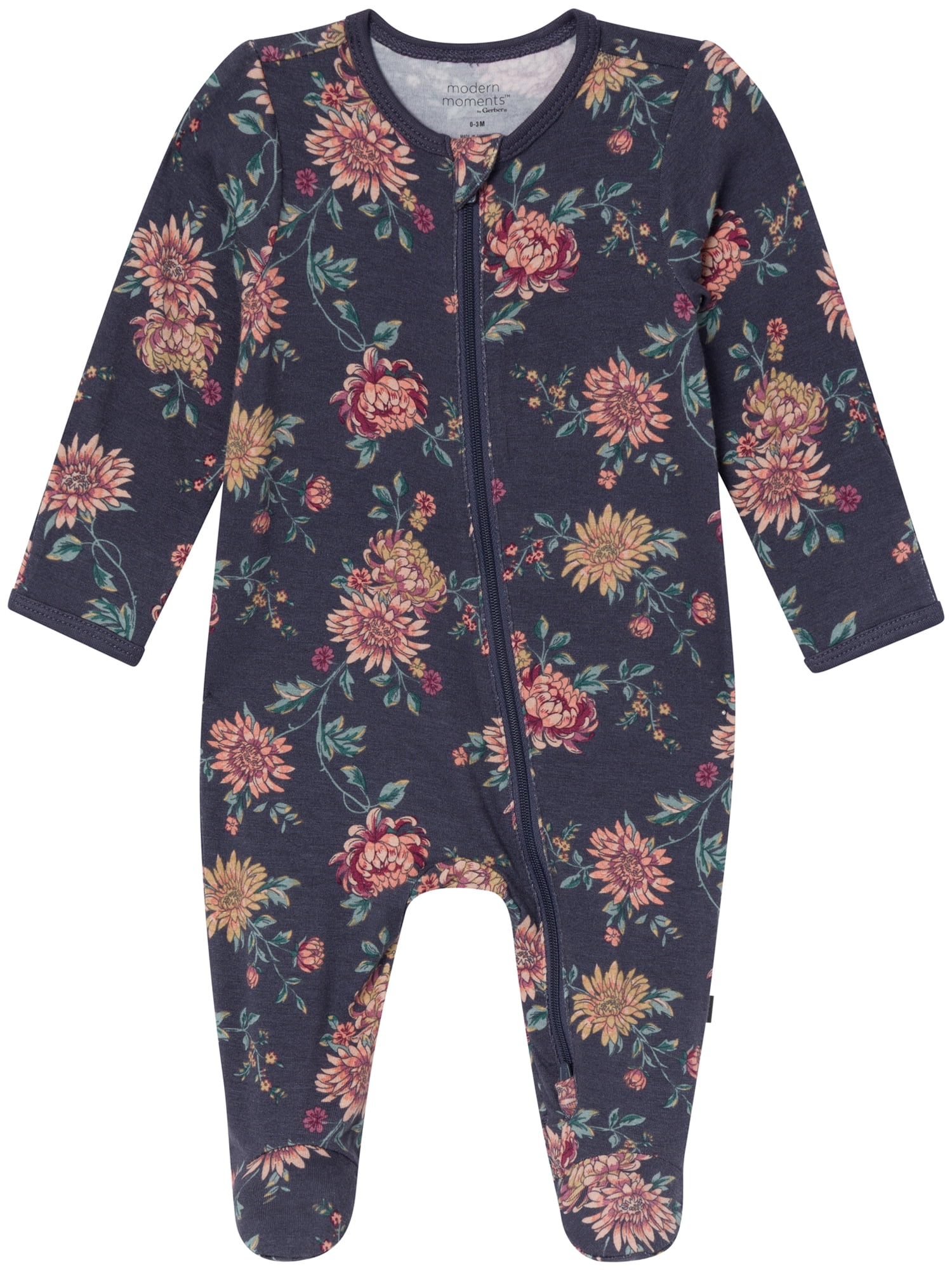 Modern Moments by Gerber Neutral Two-Way Zip Viscose Sleep ´N Play Footed Pajama, 2-Pack, Sizes Newborn - 24 Months