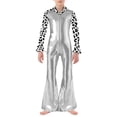 thumbnail image 1 of iiniim Combinaison Pantalon à Pattes d'Éléphant Zippée Imprimée Patchwork pour Garçons, Tenue de Fête Disco, pour Performance sur Scène, Argent 14, 1 of 5