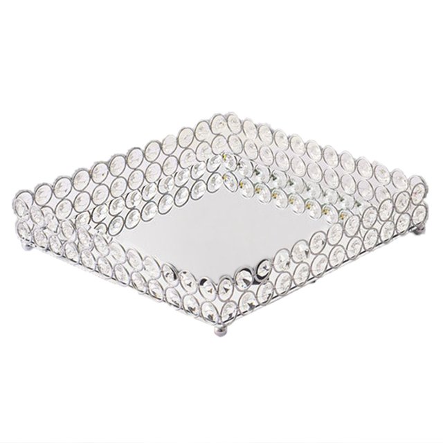 EIMELI 1 Pcs Makeup Tray Multifunctional Large Capacity Mirrored Faux Crystal Cosmetic Vanity Decorative Tray Organizer for Jewelry