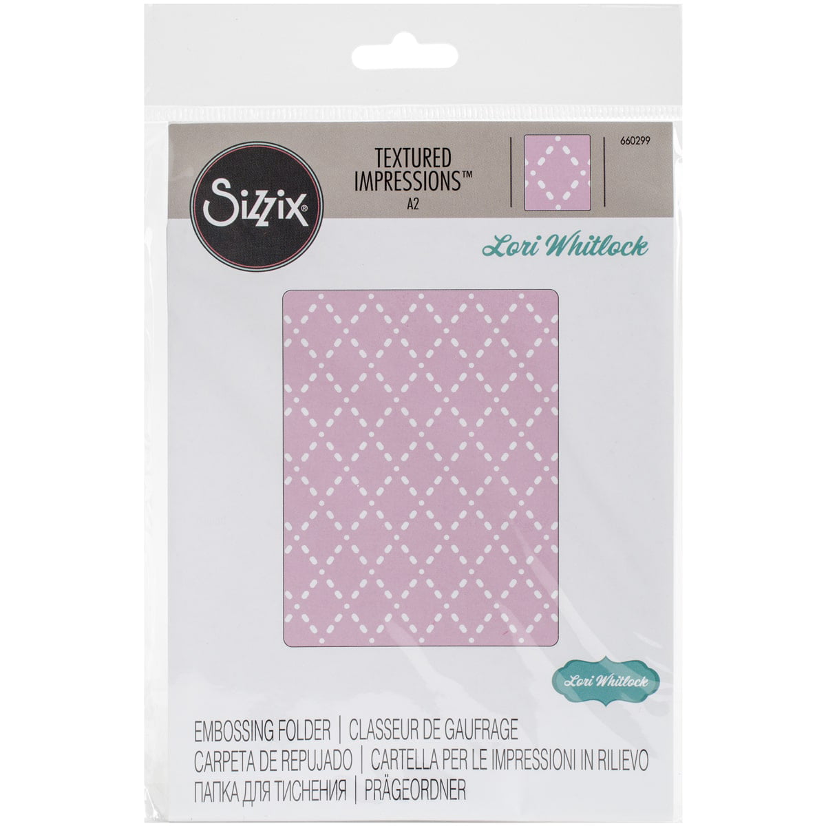 Sizzix Textured Impressions A2 Embossing Folder-Quilted Diamonds